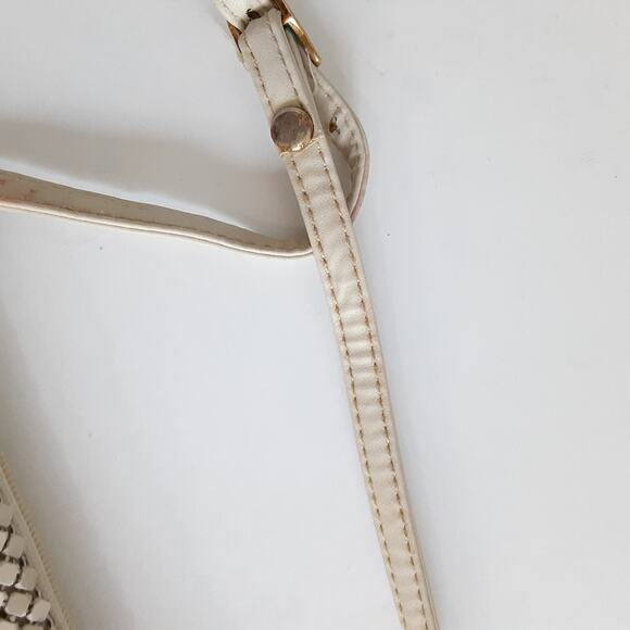 Whiting & Davis Vintage White Pearl Crystal Evening Bag Chainmail Crossbody Bag - Picture 13 of 16